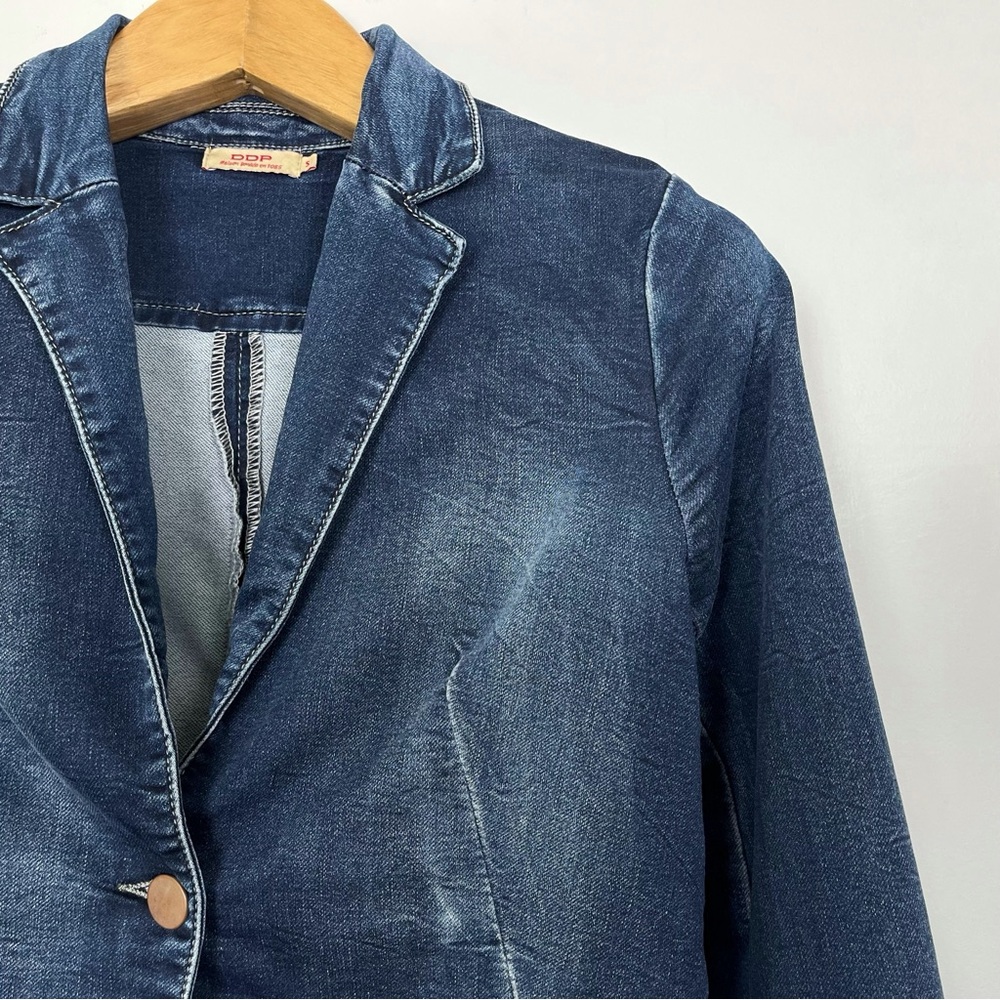Women's‎ Classic Blue Denim Jacket Blazer Size Small - Picture 11 of 13